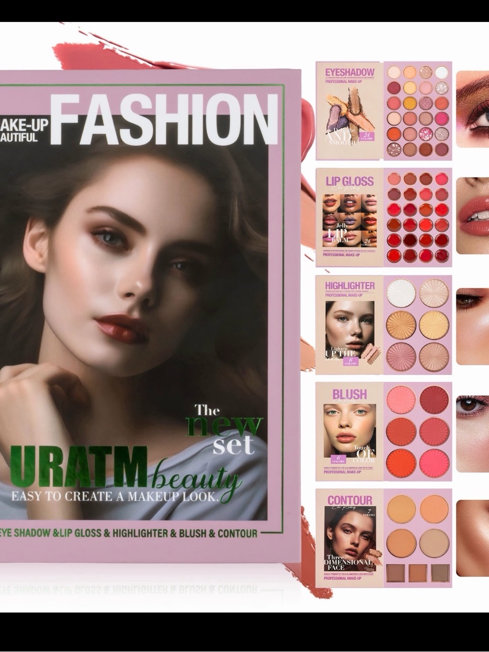 URATM Beauty Makeup Kit Eyeshadow Lip Gloss Blush Highlighter Contour NEW